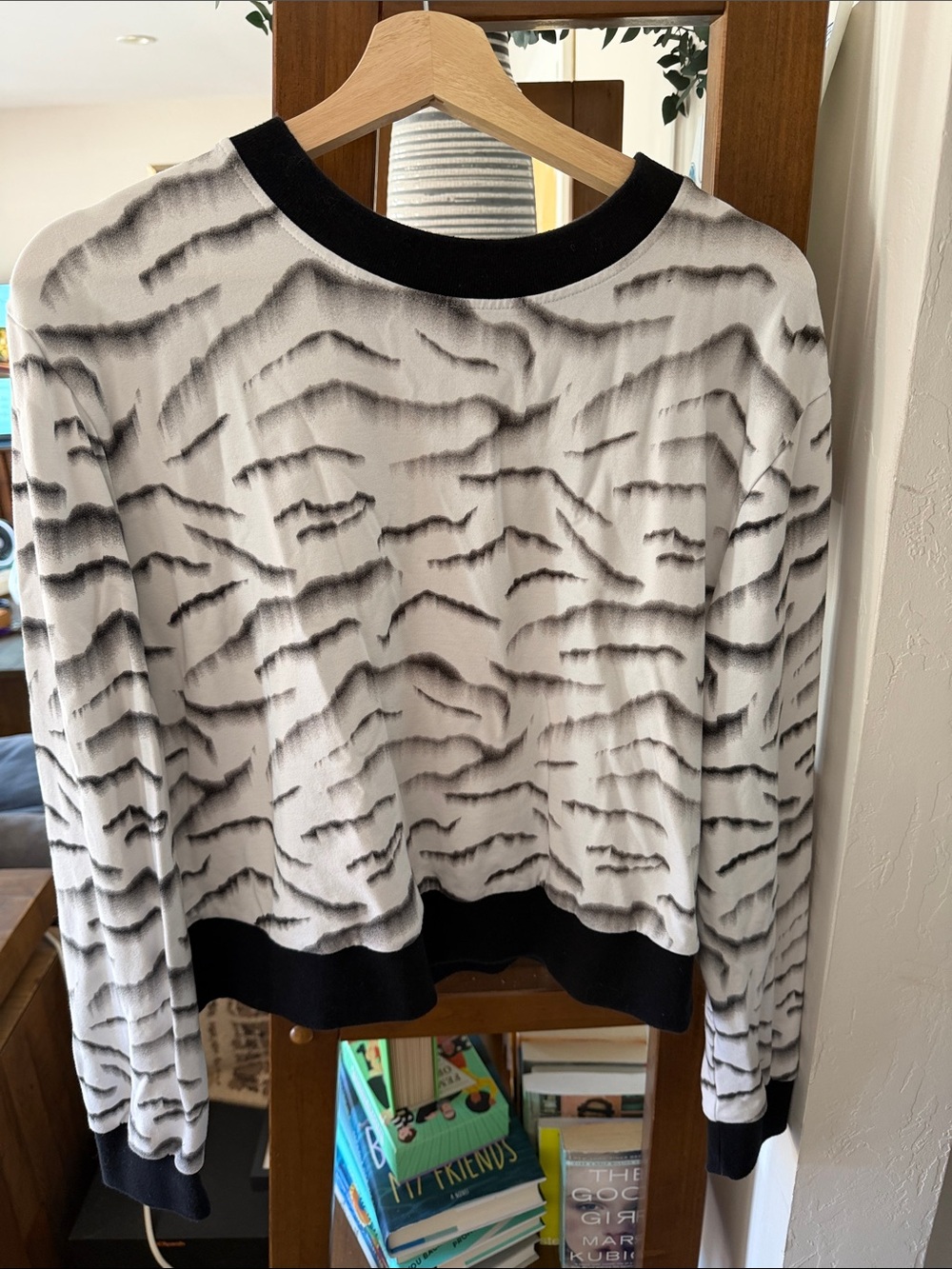 Varley Black & White Zebra-Print Crew Sweatshirt